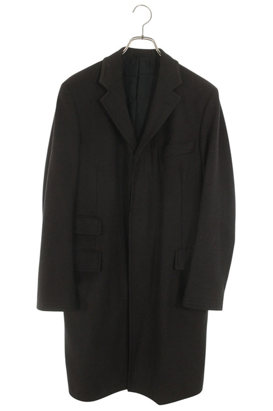 HERMES Brown Wool Long Chesterfield Coat Size S