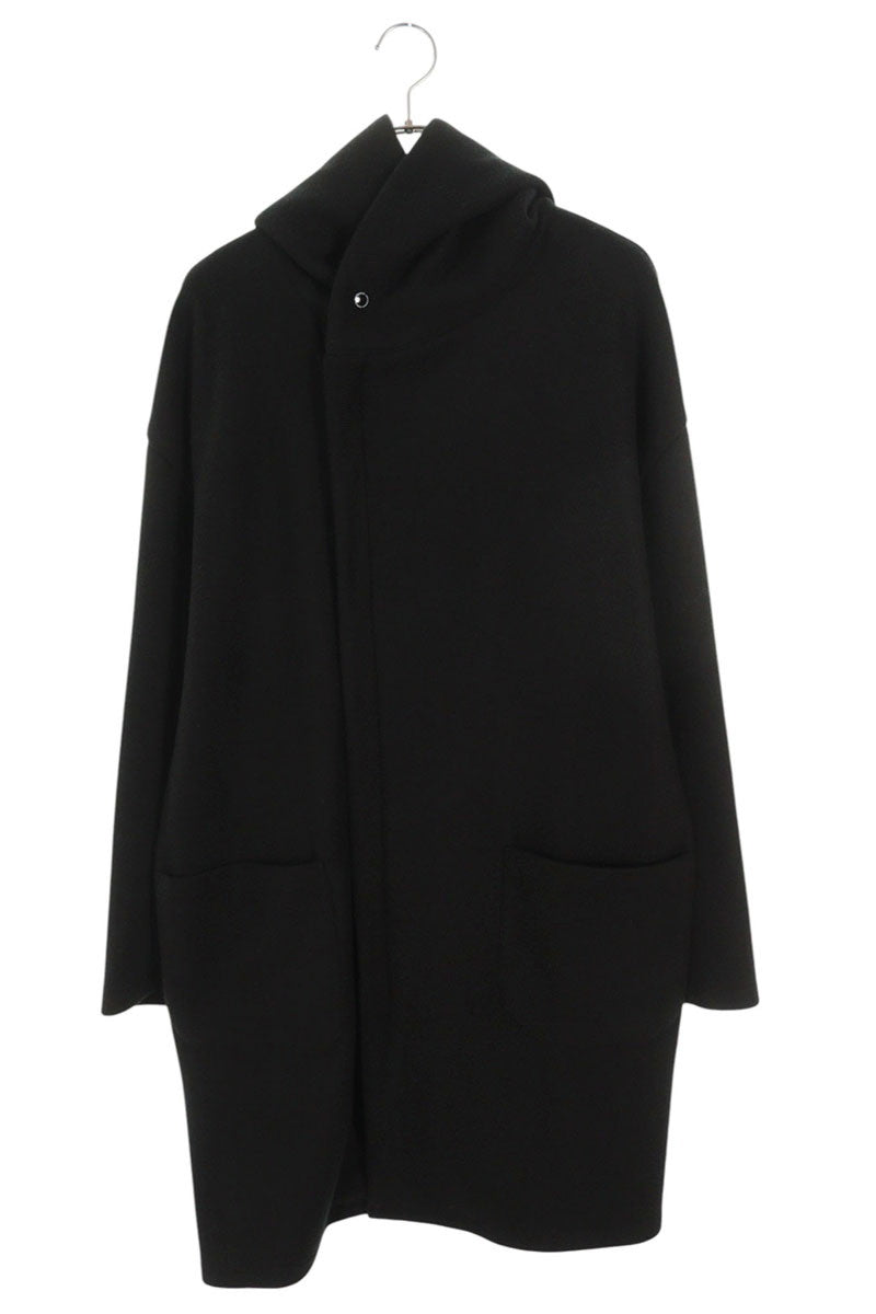 1piu1uguale3 Logo Embroidered Hooded Long Coat Black Size VI