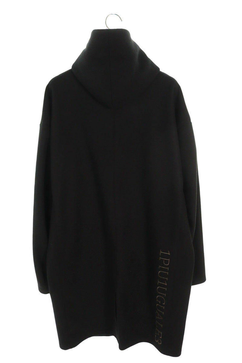 1piu1uguale3 Logo Embroidered Hooded Long Coat Black Size VI