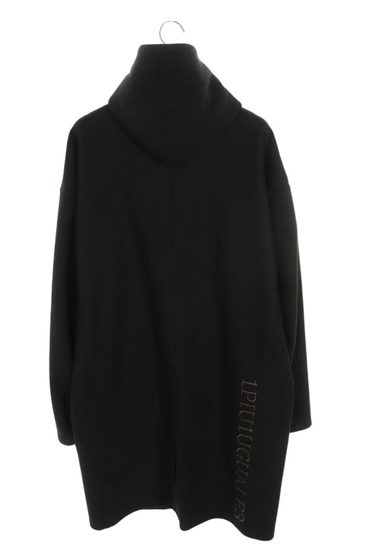 1piu1uguale3 Logo Embroidered Hooded Long Coat Black Size VI