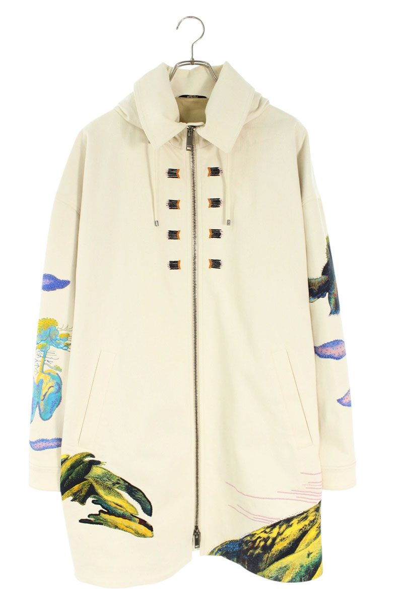 VALENTINO Roger Dean Graphic Coat White Size M