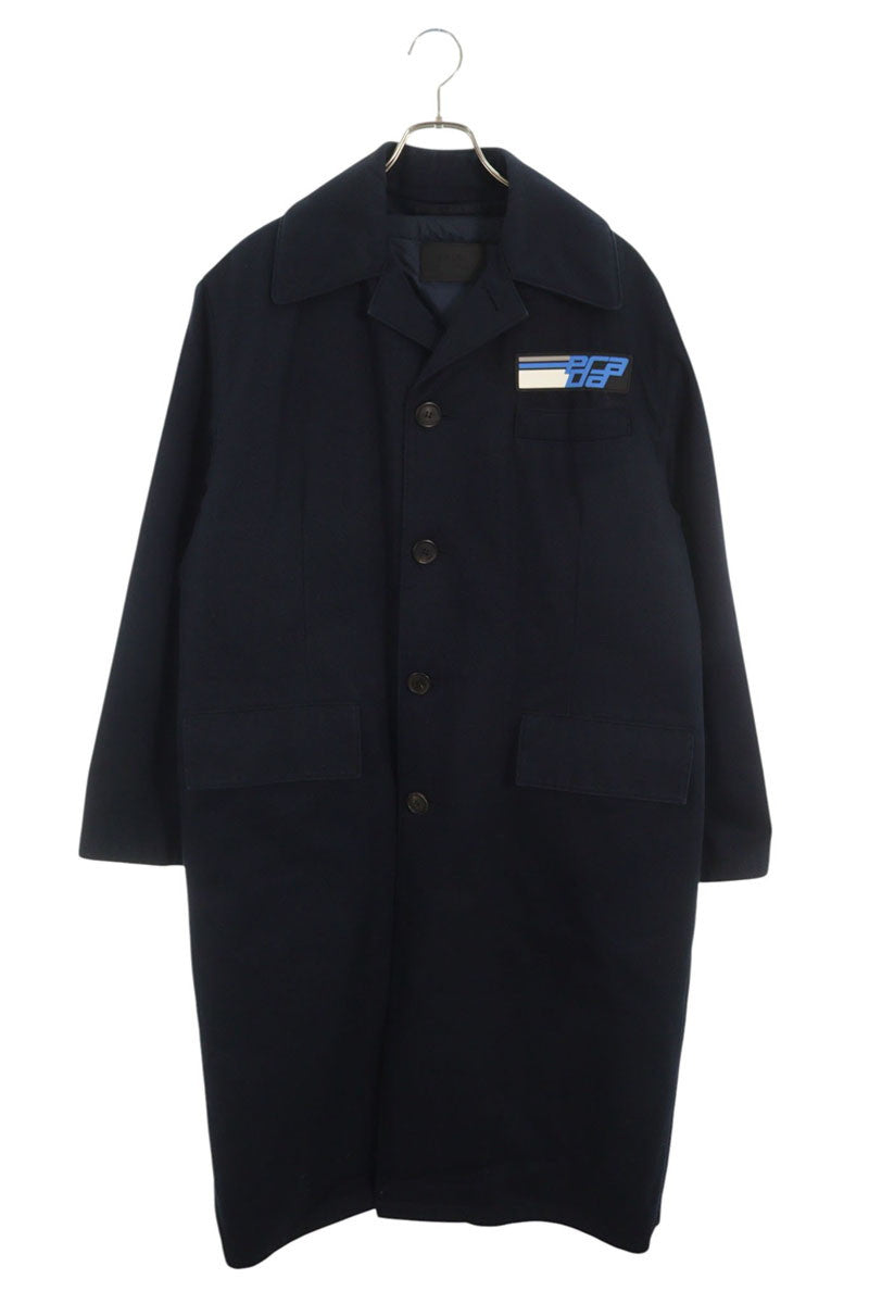 PRADA Padded Liner Rubber Logo Coat Navy Size XS