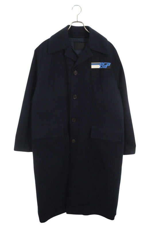 PRADA Padded Liner Rubber Logo Coat Navy Size XS