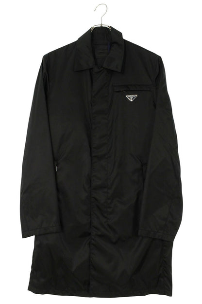 PRADA Re-Nylon Triangle Logo Plate Coat Black Size 44