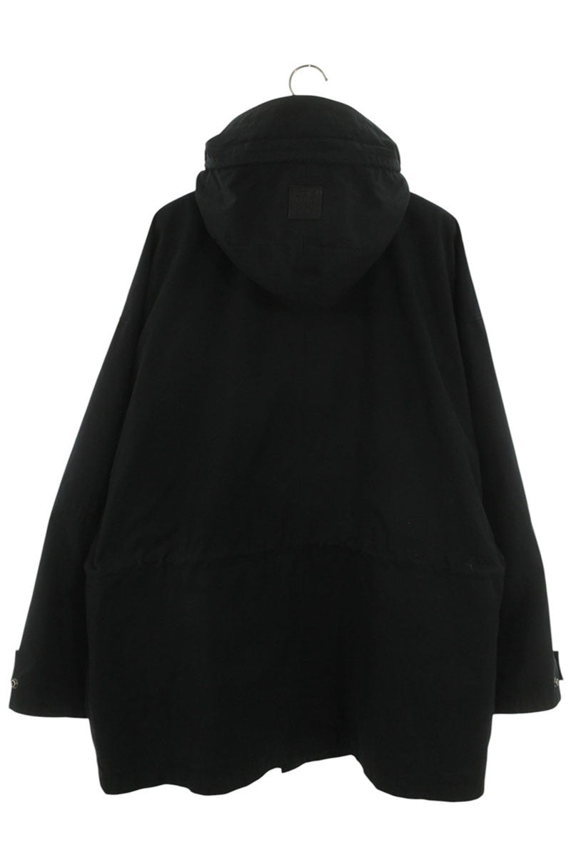 LOEWE Cotton Leather Trim Mods Coat Black Size XL