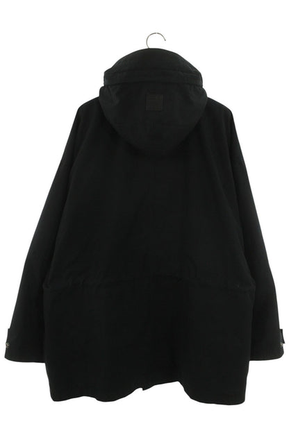 LOEWE Cotton Leather Trim Mods Coat Black Size XL