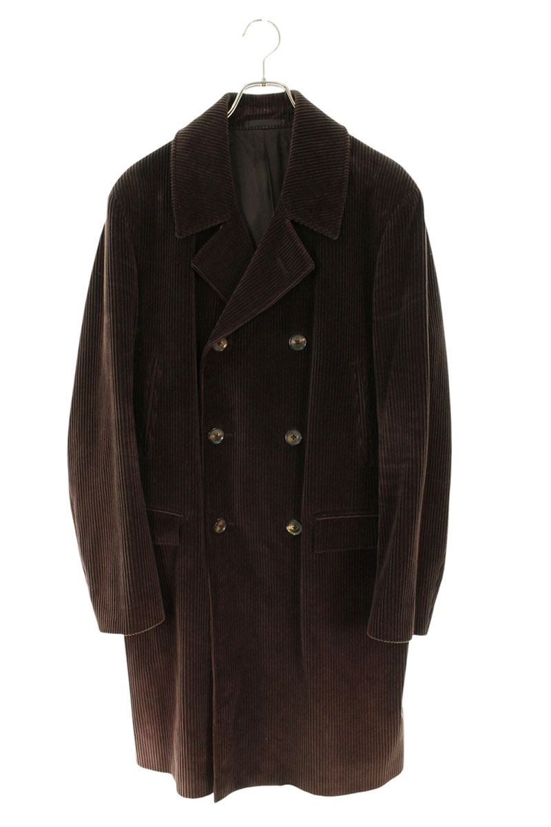 CARUSO Corduroy Double-Breasted Coat Brown Size L