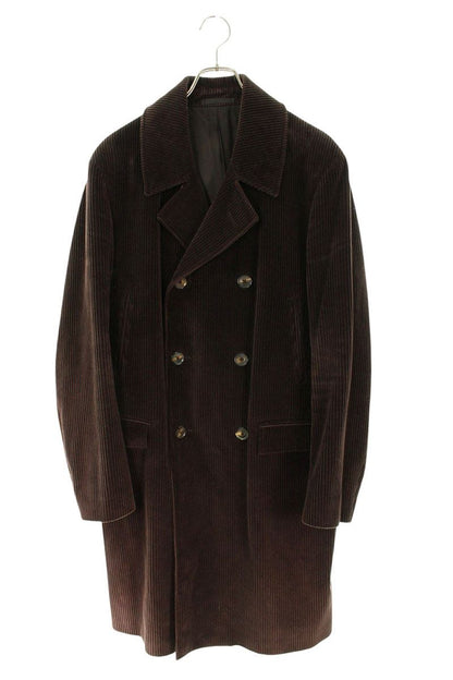 CARUSO Corduroy Double-Breasted Coat Brown Size L