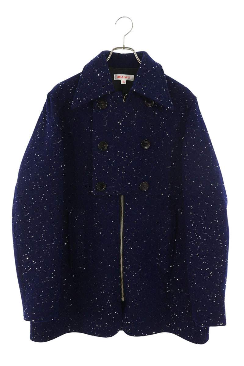 MASU 23AW Cosmo Wool Blend Zip-Up Coat Blue Size S