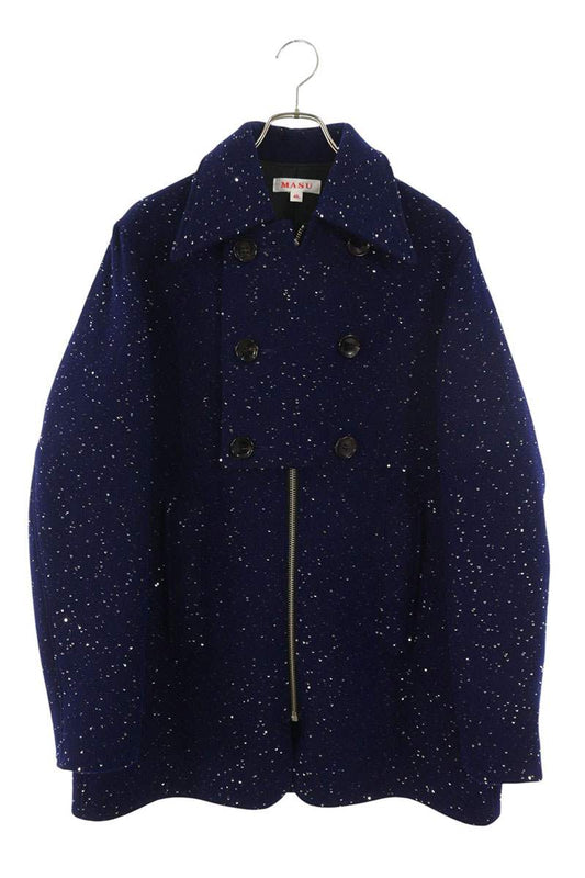 MASU 23AW Cosmo Wool Blend Zip-Up Coat Blue Size S