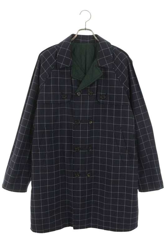 UNDERCOVER Quilted Lining Check Coat Navy Size L