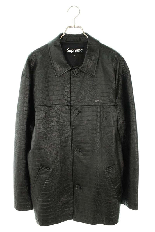 Supreme 22SS Faux Croc Car Coat Black Size XL