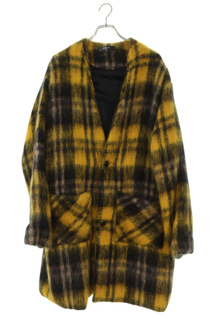 Amiri MOHAIR CARDIGAN COAT Yellow x Black Size XS