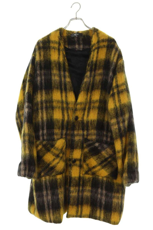 Amiri MOHAIR CARDIGAN COAT Yellow x Black Size XS