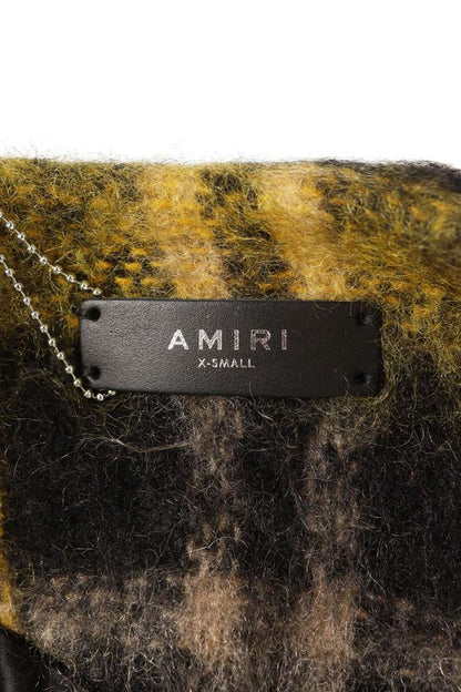 Amiri MOHAIR CARDIGAN COAT Yellow x Black Size XS