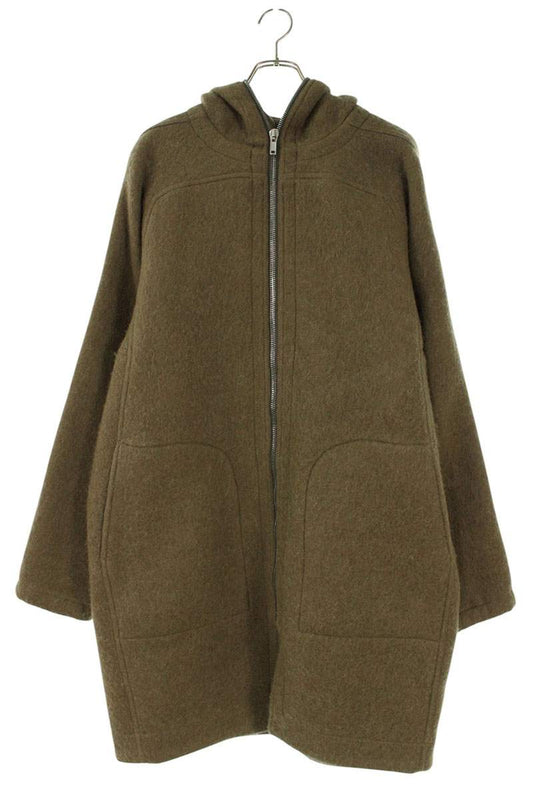 Rick Owens WF Wool Zip Up Hooded Coat Green Size 50