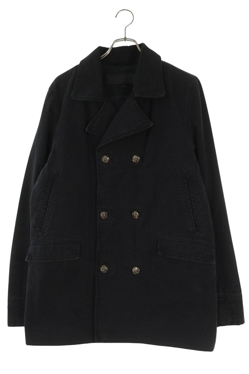 Chrome Hearts Herringbone Cross Ball Button Coat Gray Size L