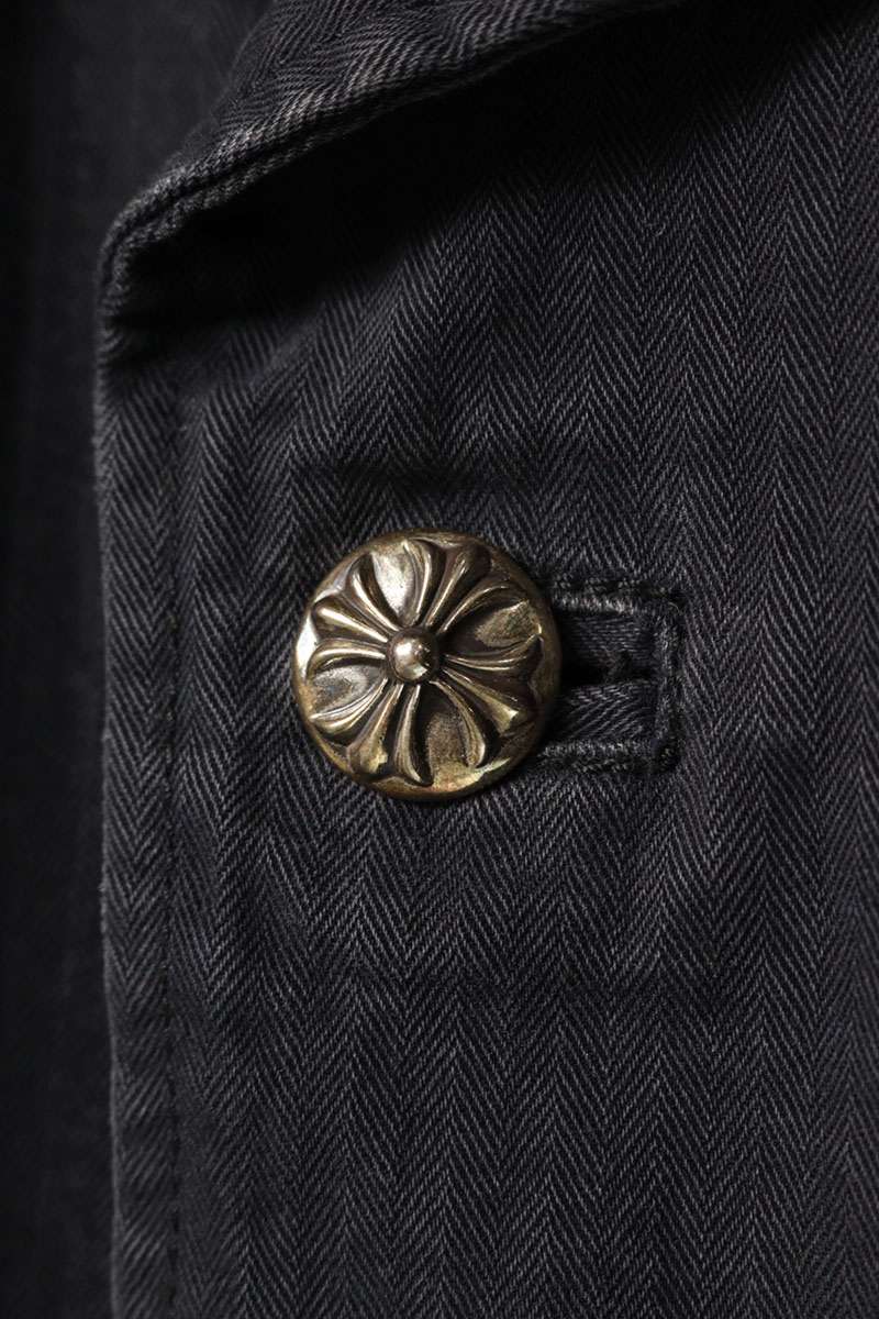 Chrome Hearts Herringbone Cross Ball Button Coat Gray Size L