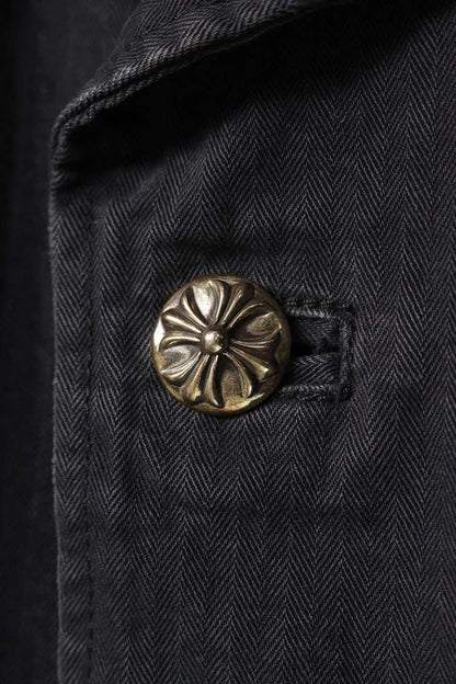 Chrome Hearts Herringbone Cross Ball Button Coat Gray Size L