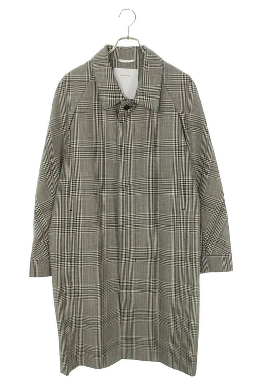 OVERCOAT Glen Check Raglan Wool Coat Gray Size S