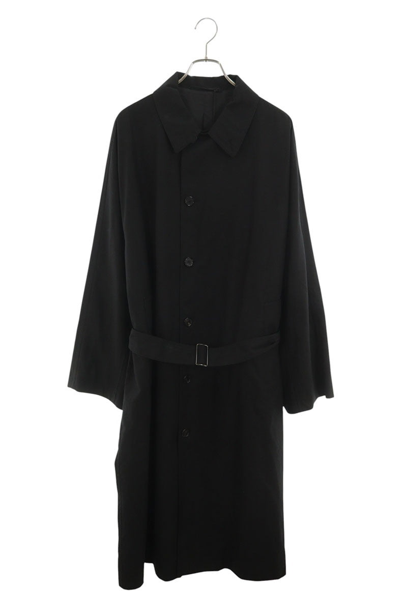 H BEAUTY 6B Belted Cotton Coat Black Size L