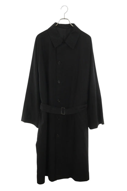 H BEAUTY 6B Belted Cotton Coat Black Size L