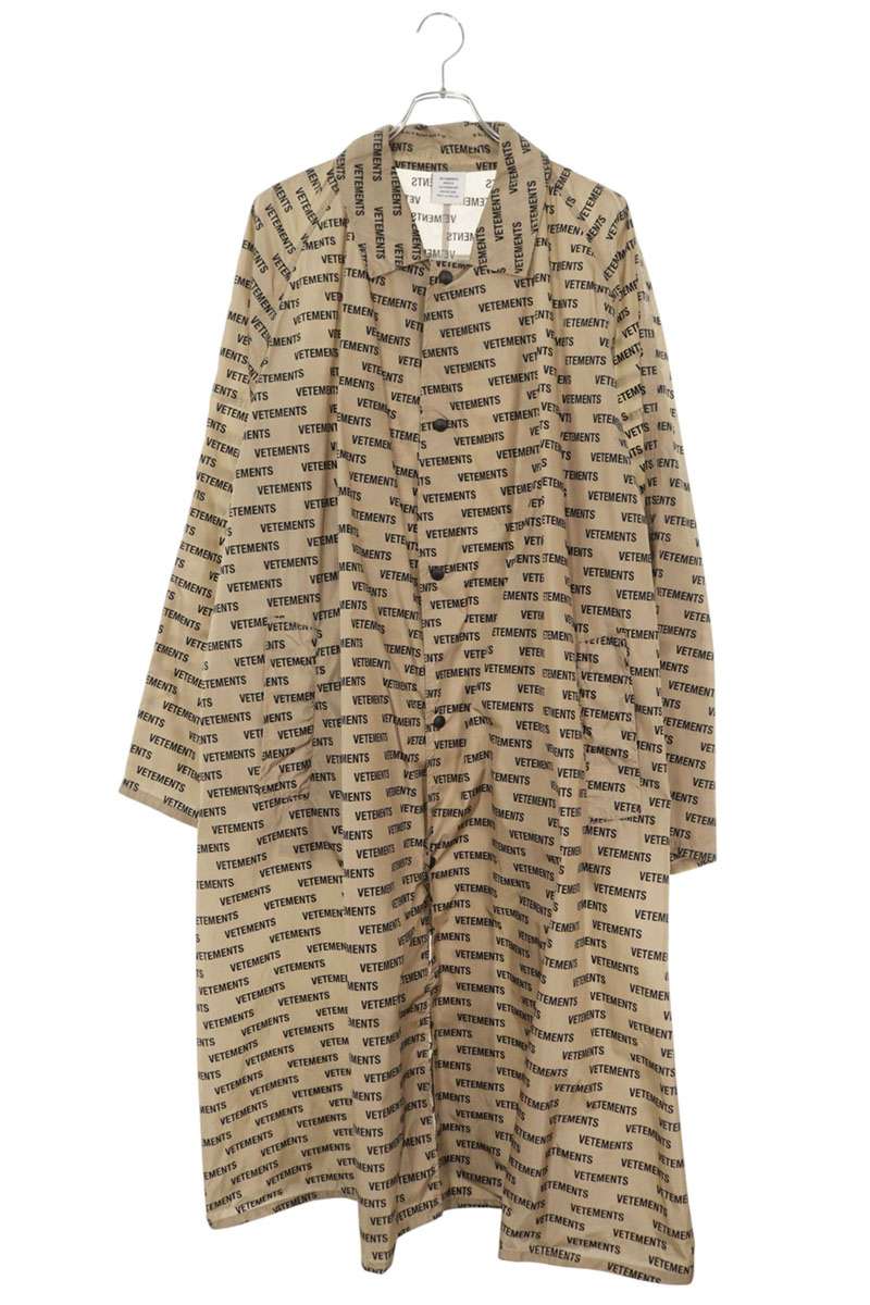 VETEMENTS 18AW All Over Logo Print Raincoat Beige Size 0