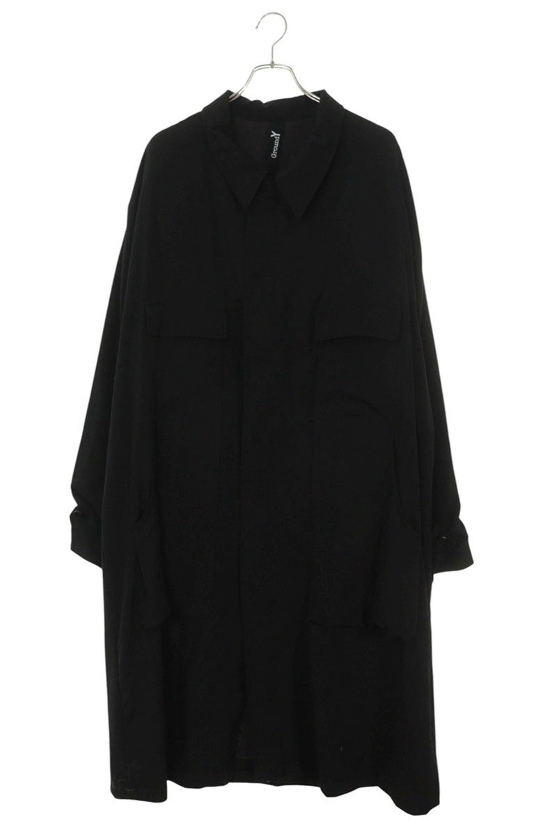 GroundY Wool Flap Pocket Long Coat Black Size L