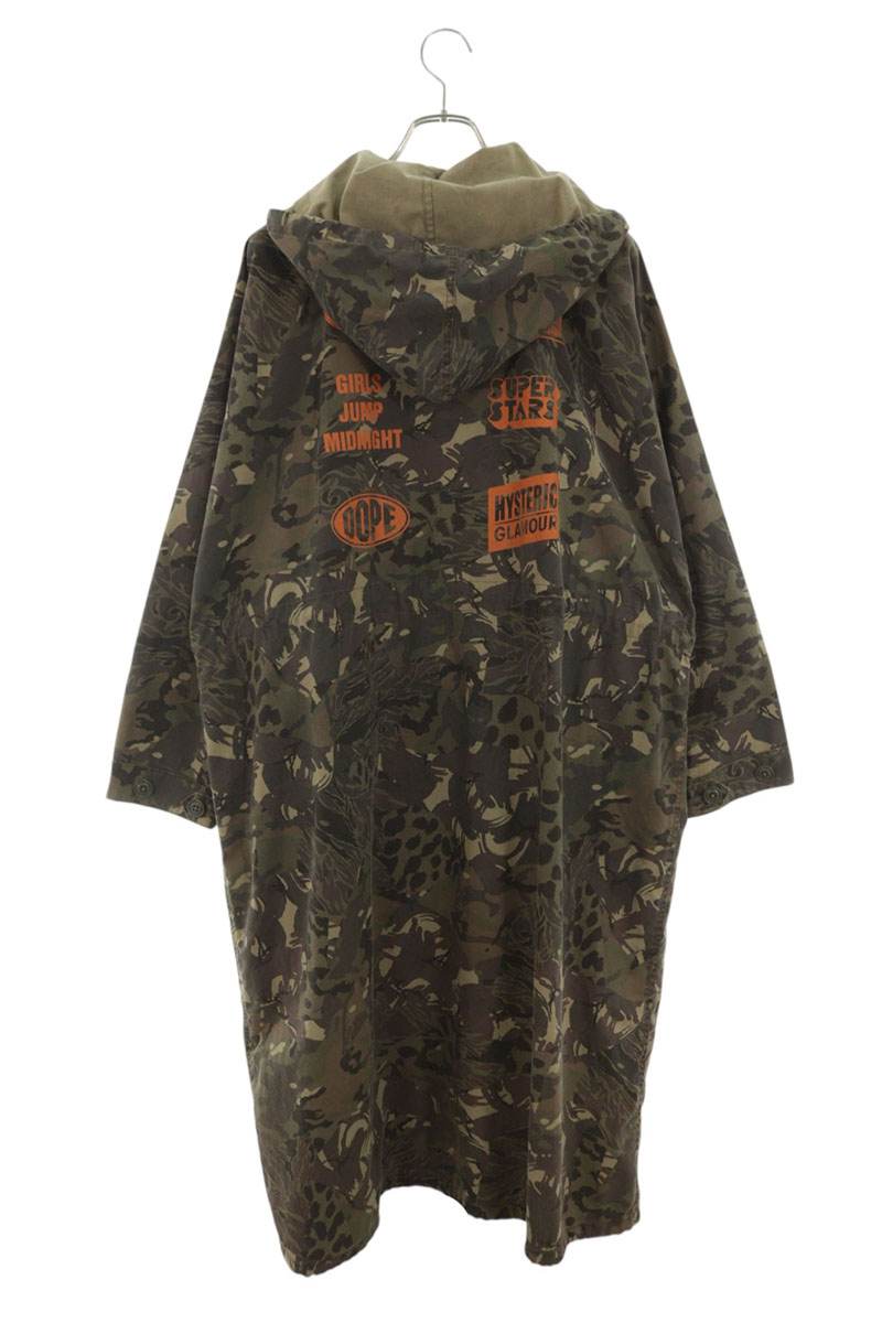 HYSTERIC GLAMOUR Camo Logo Print Mods Coat Green Size L