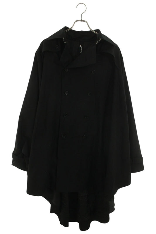 GroundY Wool Gabardine Asymmetric Coat Black Size L
