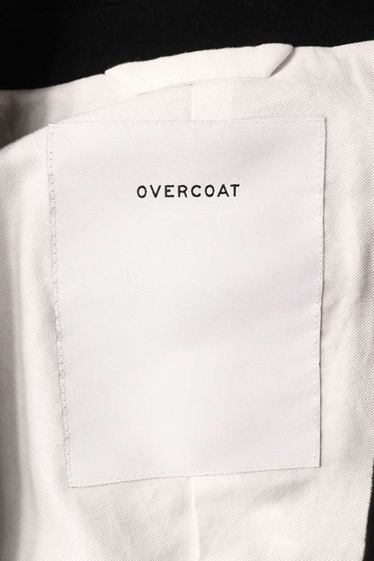 OVERCOAT Notch Lapel Melton Wool Coat Black Size M1