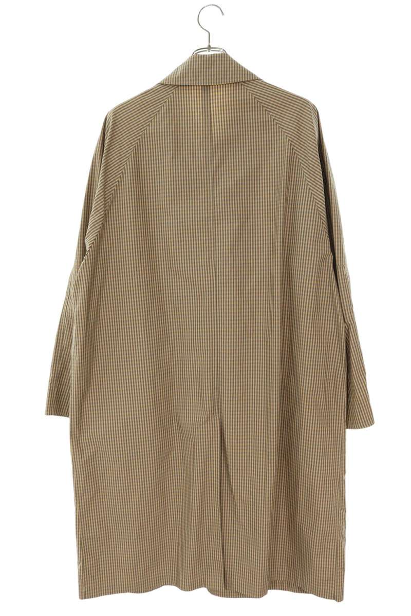 AURALEE Finks Cotton Check Balmacaan Coat Beige Size XL