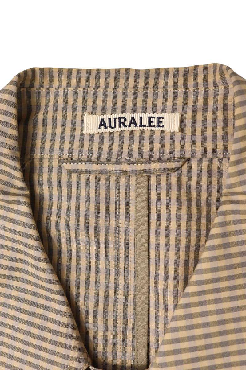 AURALEE Finks Cotton Check Balmacaan Coat Beige Size XL