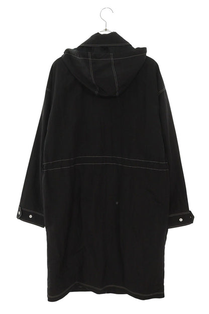 AMI Alexandre Mattiussi Logo Nylon Long Coat Black Size S