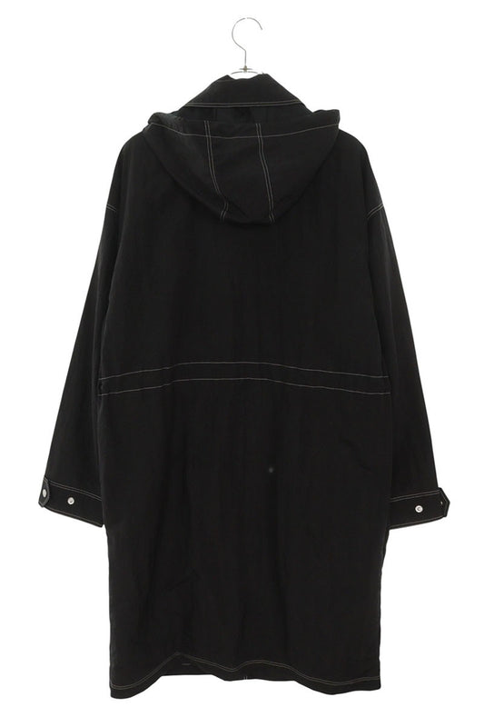 AMI Alexandre Mattiussi Logo Nylon Long Coat Black Size S