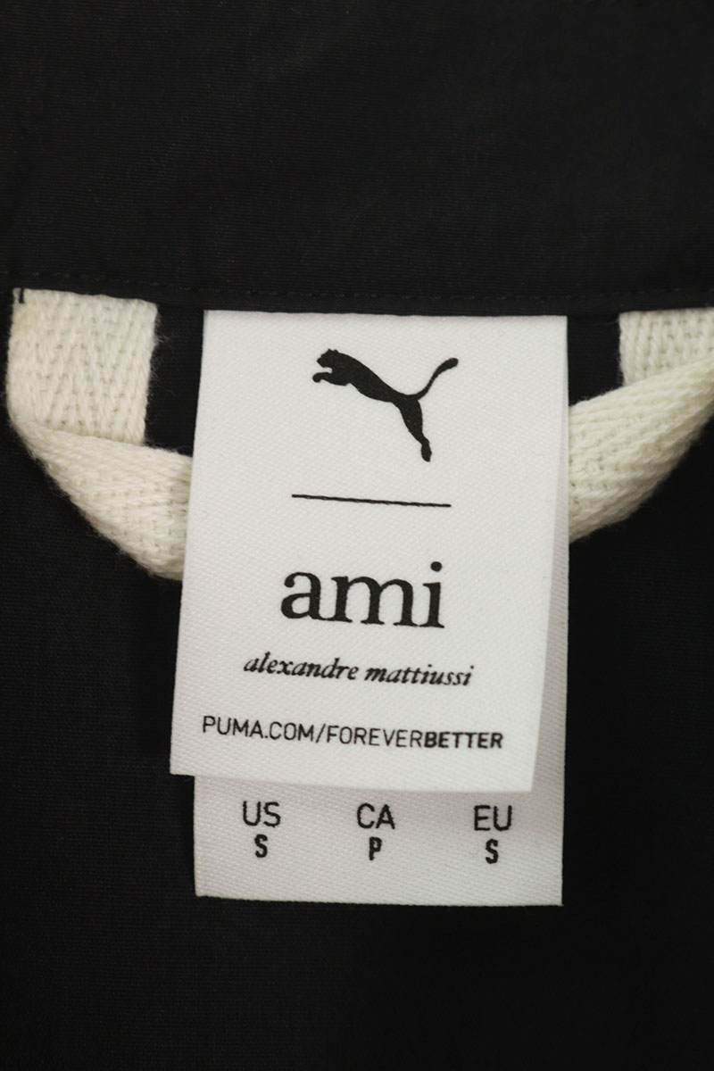 AMI Alexandre Mattiussi Logo Nylon Long Coat Black Size S