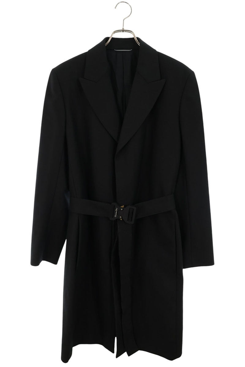 DIOR Rollercoaster Buckle Belt Wool Coat Black Size L