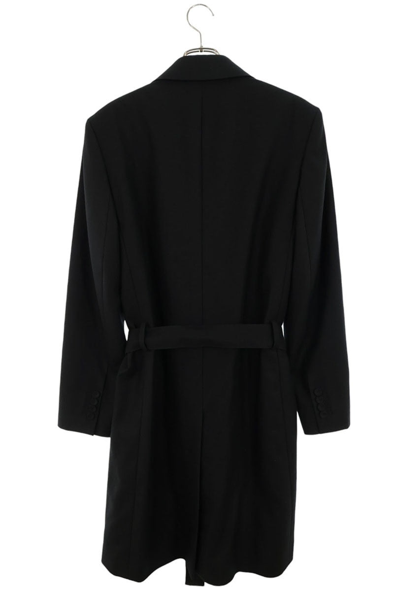 DIOR Rollercoaster Buckle Belt Wool Coat Black Size L