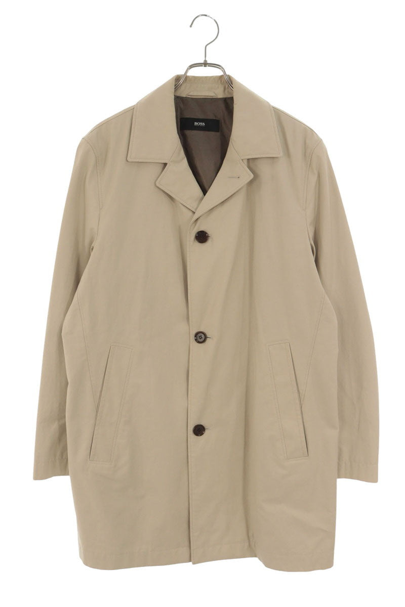 HUGO BOSS Beige Cotton Blend Balmacaan Coat Size L