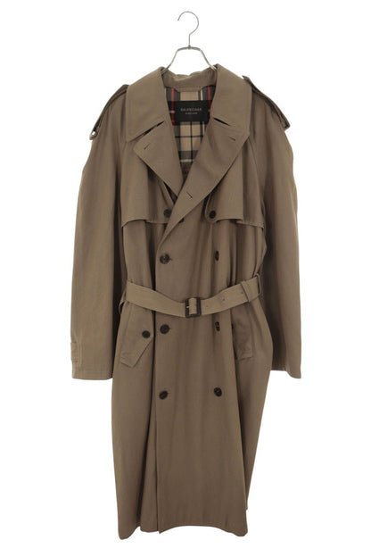 BALENCIAGA Oversized Wool Cotton Trench Coat Brown Size 2