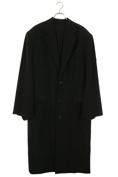 BALENCIAGA Rubber Logo Patch Skater Long Coat Black Size XS