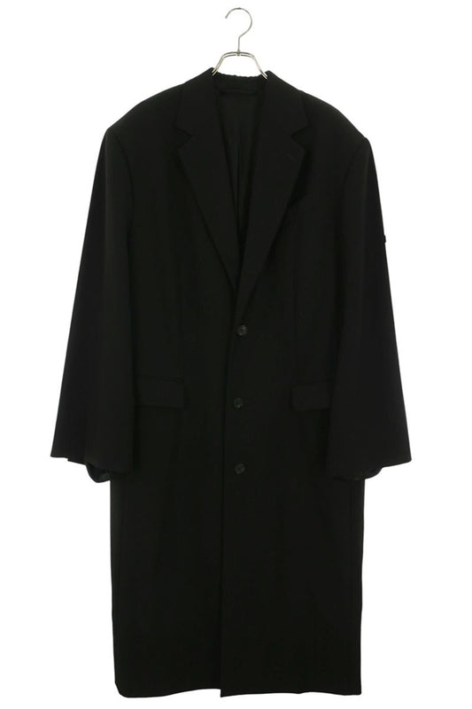 BALENCIAGA Rubber Logo Patch Skater Long Coat Black Size XS