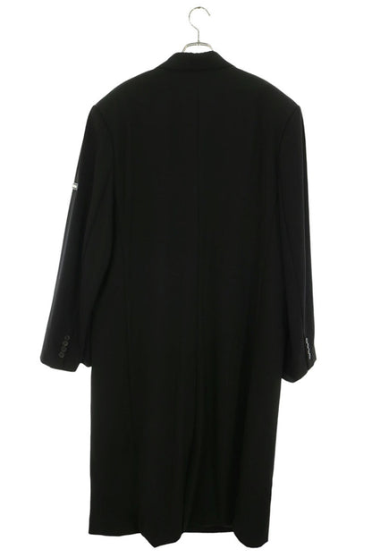 BALENCIAGA Rubber Logo Patch Skater Long Coat Black Size XS