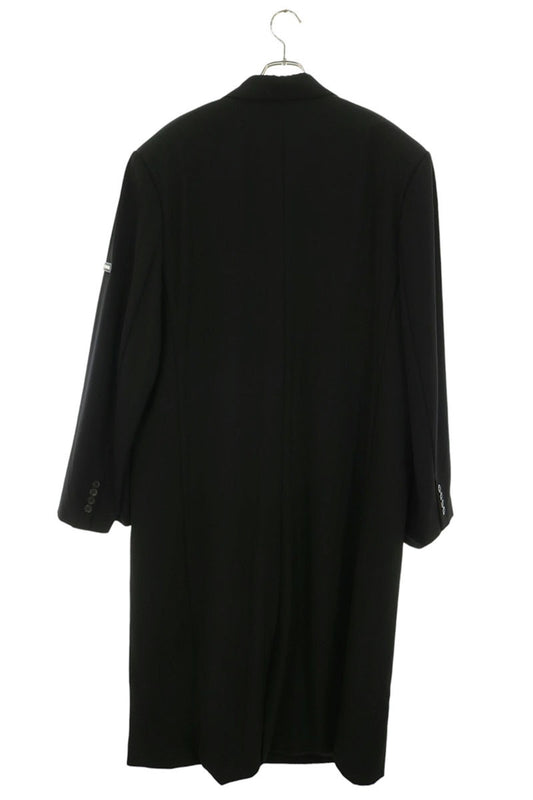 BALENCIAGA Rubber Logo Patch Skater Long Coat Black Size XS