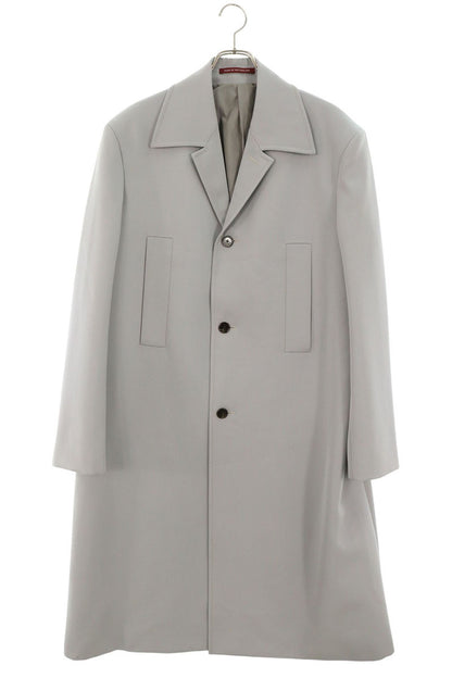 GUCCI Single-Breasted Wool Coat Light Gray Size 48