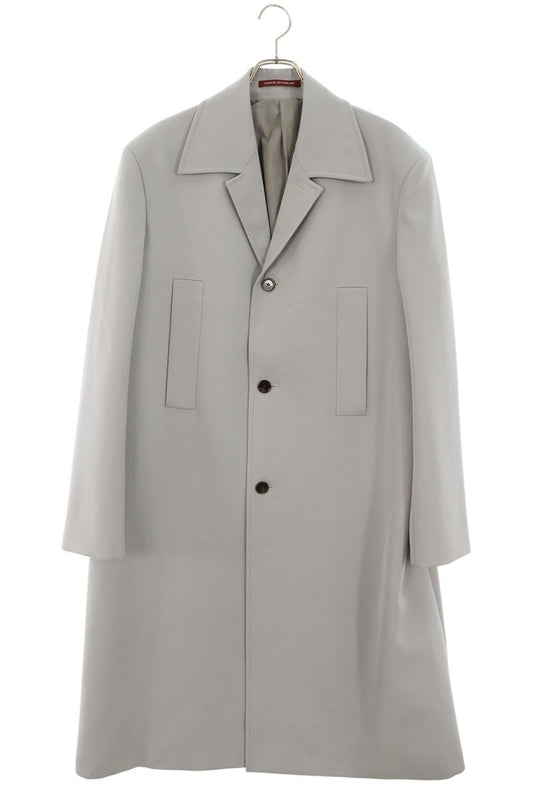 GUCCI Single-Breasted Wool Coat Light Gray Size 48
