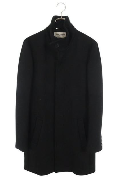 SAINT LAURENT PARIS Wool Fly-Front Button Coat Black Size 44