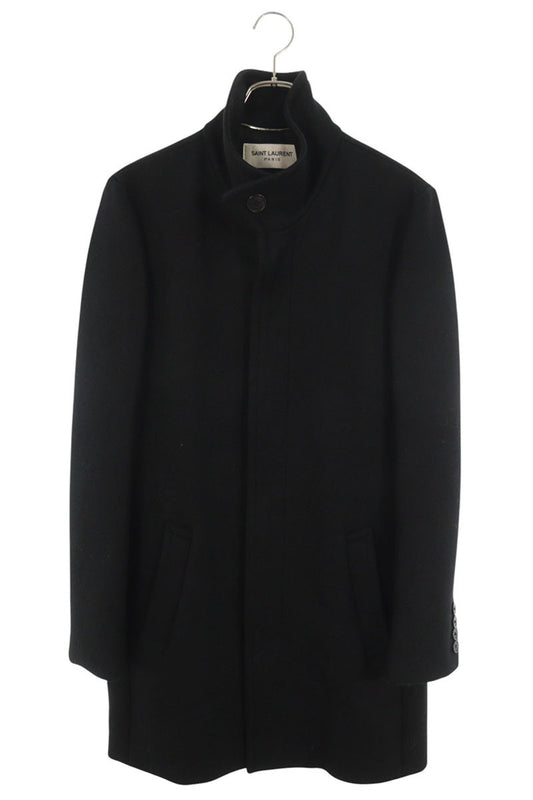 SAINT LAURENT PARIS Wool Fly-Front Button Coat Black Size 44