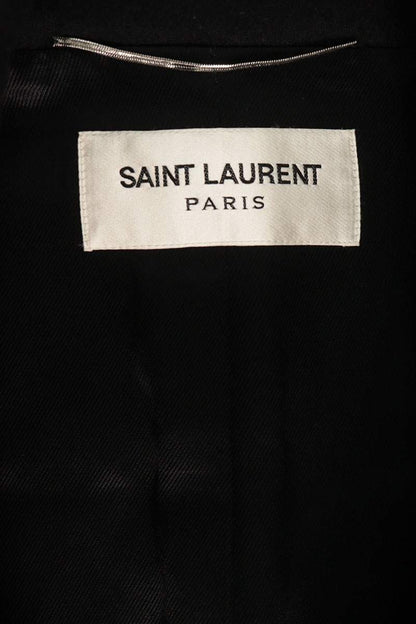 SAINT LAURENT PARIS Wool Fly-Front Button Coat Black Size 44
