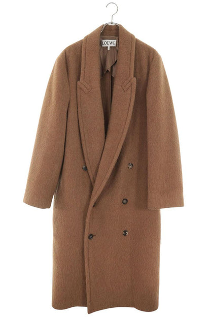 LOEWE Lama Wool Double-Breasted Coat Brown Size 46